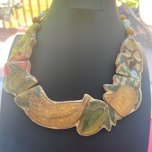 Monet Green and Gold Sculptural Necklace